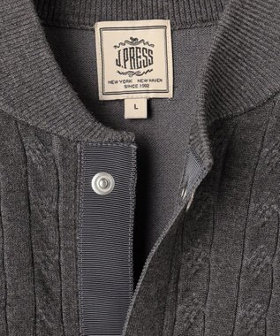 J.PRESS MEN 羽織るだけで整う大人の品格【ストレッチ / イージーケア】【FLEX YARN】ケーブルニット ブルゾンライク カーディガン グレー系