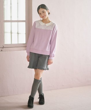 組曲 KIDS 【150-160㎝】レース トレーナー ラベンダー系