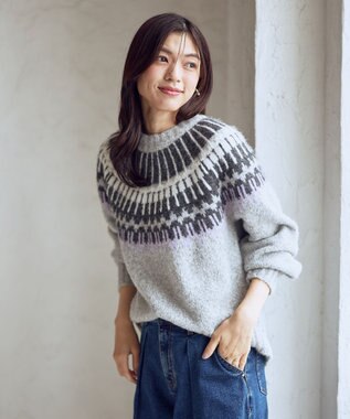 ANY ノルディックパターンニット ライトグレー