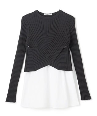 BEIGE， 【WEB限定】AMBRE / キャミ付きクロップドニット Charcoal