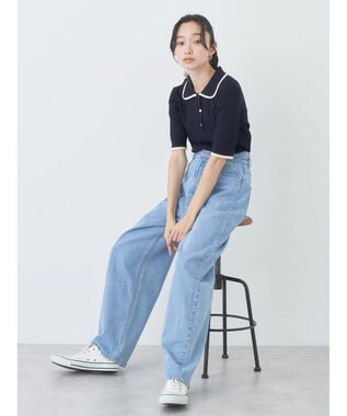 earth music&ecology ハイショクポロニット Navy