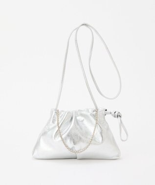 russet レザー巾着ミニショルダーバッグ(CE-1637) Silver