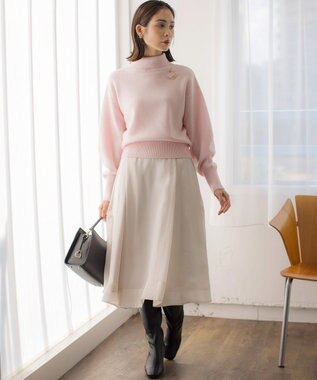 組曲 L 【2WAY・WEB限定】ウールカシミヤミックス ハイネックニット ピンク系