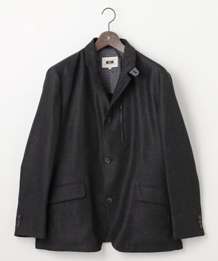 JOSEPH ABBOUD 【キングサイズ・清涼/軽量/ストレッチ/ソフト】プリントレノクロス コンバーチブル ジャケット グレー系