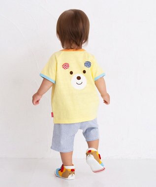 MIKI HOUSE HOT BISCUITS 【80-120cm】 ワッペン 6分丈 ハーフパンツ ブルー