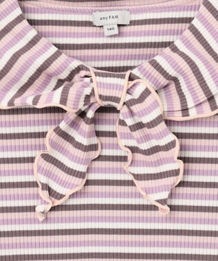 ANY KIDS リボン テレコボーダー Ｔシャツ ピンク系