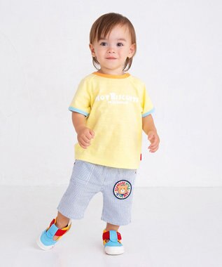 MIKI HOUSE HOT BISCUITS 【80-120cm】 ワッペン 6分丈 ハーフパンツ ブルー