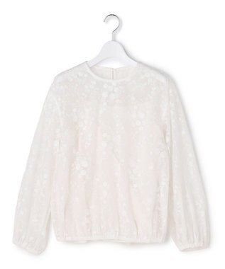 23区 L 【R(アール)】エンブロイダリーフラワー ブラウス ホワイト系