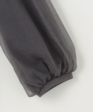 組曲 L ミニ裏毛チュールスリーブ カットソー チャコールグレー系