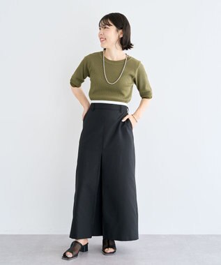 Green Parks ウエストレイヤーボックスプリーツスカート Black