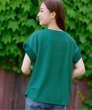 Tiaclasse 【洗える】ふくれジャカードカフス付きカットソー グリーン