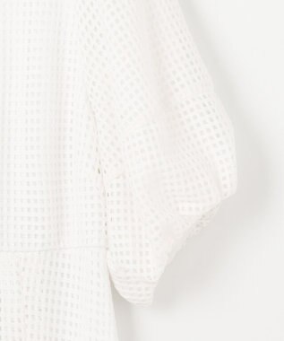 Feroux 【洗える】シアーチェックラッセル ワンピース ホワイト系