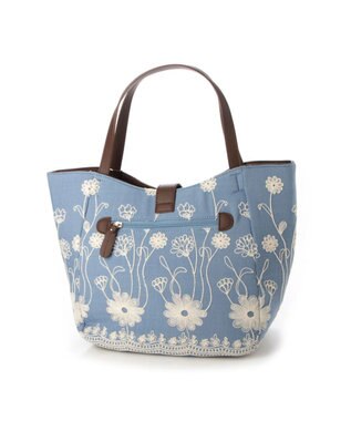 UNBILLION cachecache 花刺繍トートバッグL ブルー