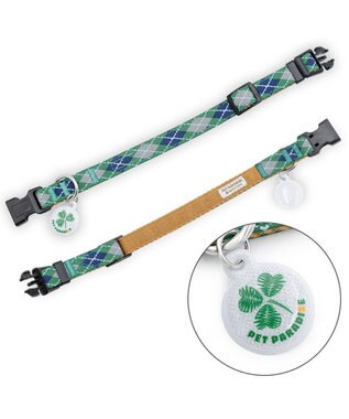 PET PARADISE ペットパラダイス チェック柄 首輪 Ｌ 大型犬 グリーン