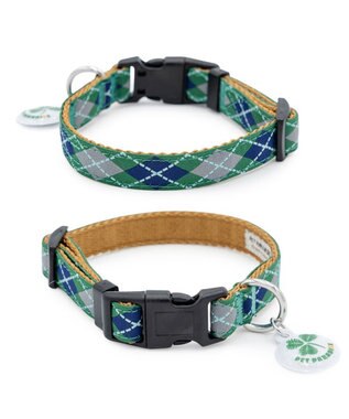 PET PARADISE ペットパラダイス チェック柄 首輪 Ｌ 大型犬 グリーン