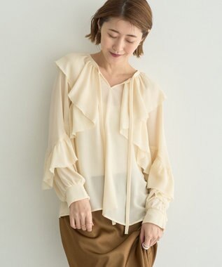 YECCA VECCA シアーラッフルブラウス