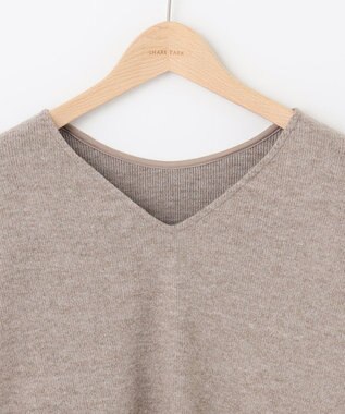 SHARE PARK LADIES サイドスリットVネックニット モカ
