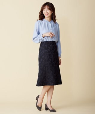 J.PRESS LADIES CARETTAジャカード スカート ネイビー系