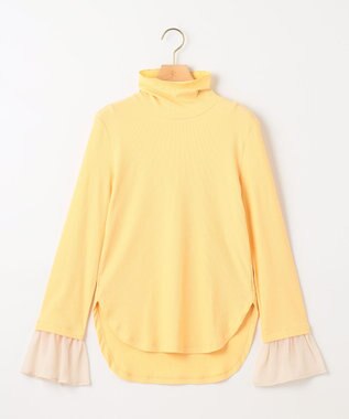 組曲 【洗える】フライスタートルネック カットソー ライトオレンジ系