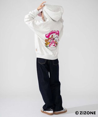 WEGO 【ユニセックス着用ITEM】別注ZIZONEグラフィックZIPパーカー アッシュグレー