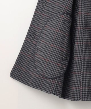 J.PRESS LADIES L ウールナイロンリバーチェック フード付き コート ネイビー×チェック系