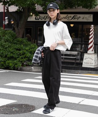 WEGO 【ユニセックス着用ITEM/SMLサイズ展開】デニムストレートパンツ ブラック