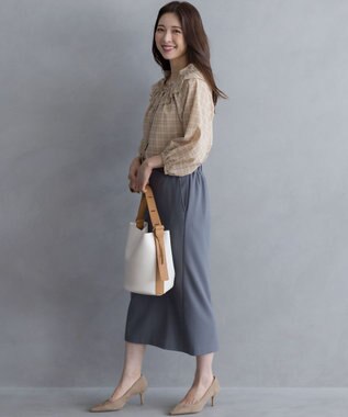 組曲 L ジョーゼットジャージーナロータイト スカート グレー系