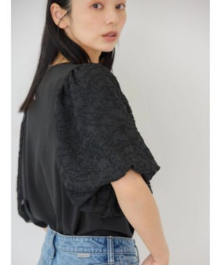 AMERICAN HOLIC ジャガードスリーブカットプルオーバー Black