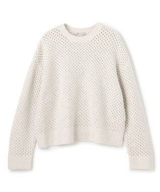UNFILO L 【野呂佳代さん着用】ふわふわニット メッシュプルオーバー グレージュ