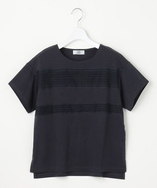 J.PRESS LADIES レーシーコンビ カットソー ネイビー系