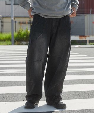 WEGO スーパービッグバレルレッグデニムパンツ ブラックその他