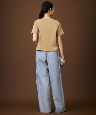 自由区 S ナチュラルコットンハイゲージシアーアクセント Tシャツ テラコッタブラウン