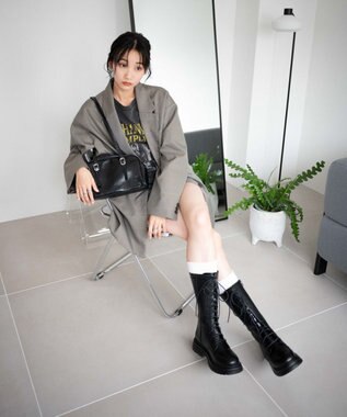 WEGO レースアップミドルブーツ ブラック