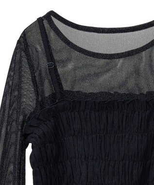 Green Parks ＳＥＴ２点　シャーリングビスチェ＋メッシュインナー Black