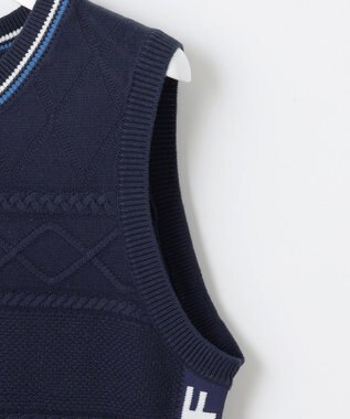 23区GOLF 【WOMEN】【ウォッシャブル】コットンブレンドサイドロゴベスト ネイビー系