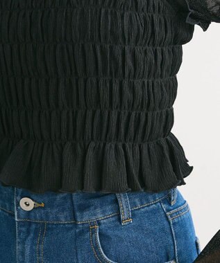 Green Parks ＳＥＴ２点　シャーリングビスチェ＋メッシュインナー Black