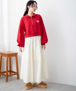 WEGO ハーフジップショートスウェット レッド