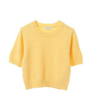 earth music&ecology ツイストブークレ半袖プルオーバー Light Yellow