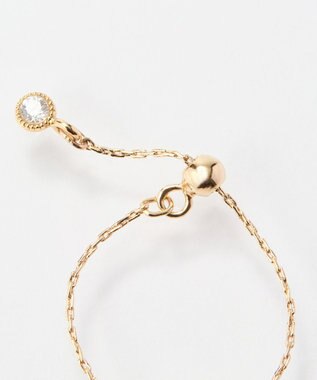 Phoebe ≪サイズ調整可能≫【金属アレルギー対応】プチベゼルストーンチェーンリング　ゴールド ゴールド