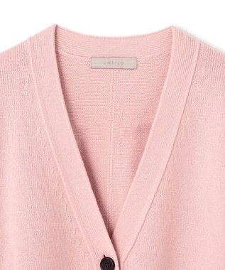 UNFILO 【洗える】クロップド Vネック カーディガン ピンク