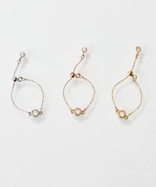 Phoebe ≪サイズ調整可能≫【金属アレルギー対応】プチベゼルストーンチェーンリング　ゴールド ゴールド