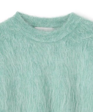 UNFILO L アルパカシャギー クルーネック プルオーバー グリーン