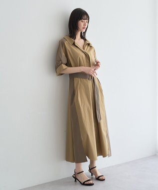 YECCA VECCA ベルト付きスキッパーシャツワンピース Beige