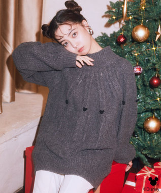 earth music&ecology 【予約】Disney/ポイントミッキーケーブルニット