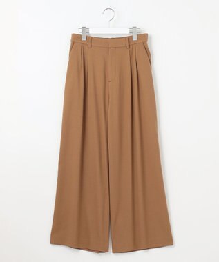 自由区 S 【洗える】ビエラストレッチワイド パンツ ブラウン系