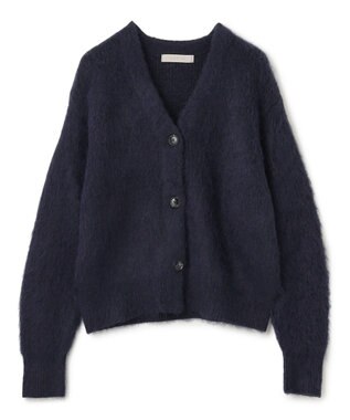 UNFILO アルパカシャギー Vネックカーディガン ネイビー