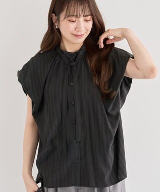 Green Parks ・ＥＬＥＮＣＡＲＥ　ＤＵＥ　ボウタイフレンチブラウス Black