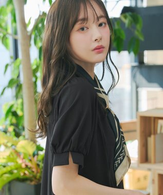 Tiaclasse 【おのののかさん着用】「サマケア」パフスリーブAラインワンピース ブラック