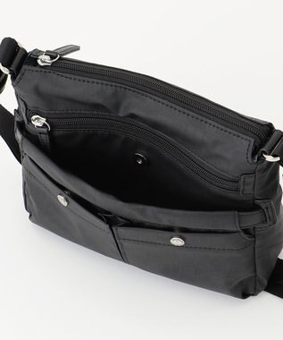 LA BAGAGERIE モノグラム　スクエアナイロンショルダー　SSサイズ ブラック