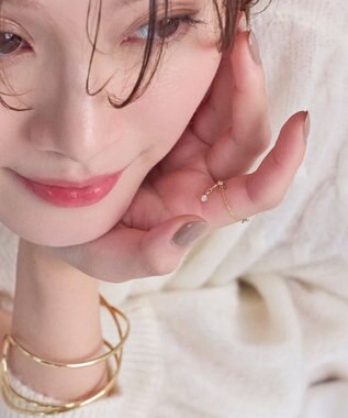 Phoebe ≪サイズ調整可能≫【金属アレルギー対応】プチベゼルストーンチェーンリング　ゴールド ゴールド